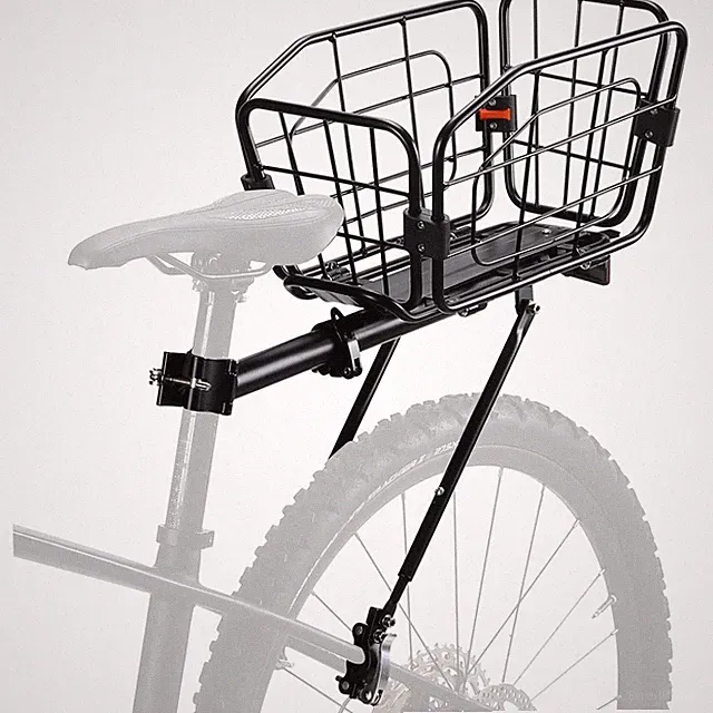 165 LB Load Rear Bike Rack with Multi-Functional Basket & Bungee Cord Accessory