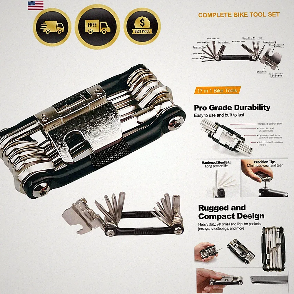 17 in 1 Bike Multi Tool Kit with Chain Breaker Ergonomic And Lightweight MTB...