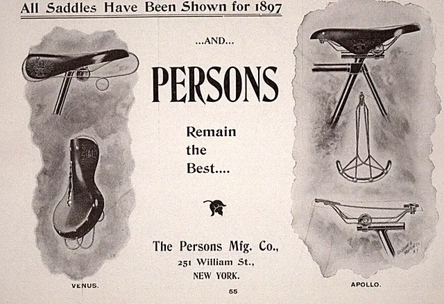 1896 Persons Mfg Co NEW YORK Apollo Venus Saddles Bicycle Print Ad