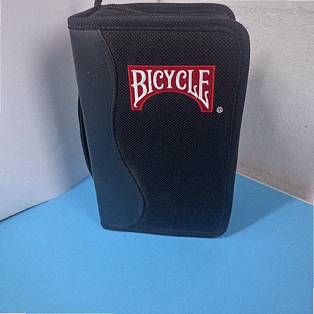 Bicycle Poker Chip Set Black Zippered Case Multi Colored Chips with 2 Decks