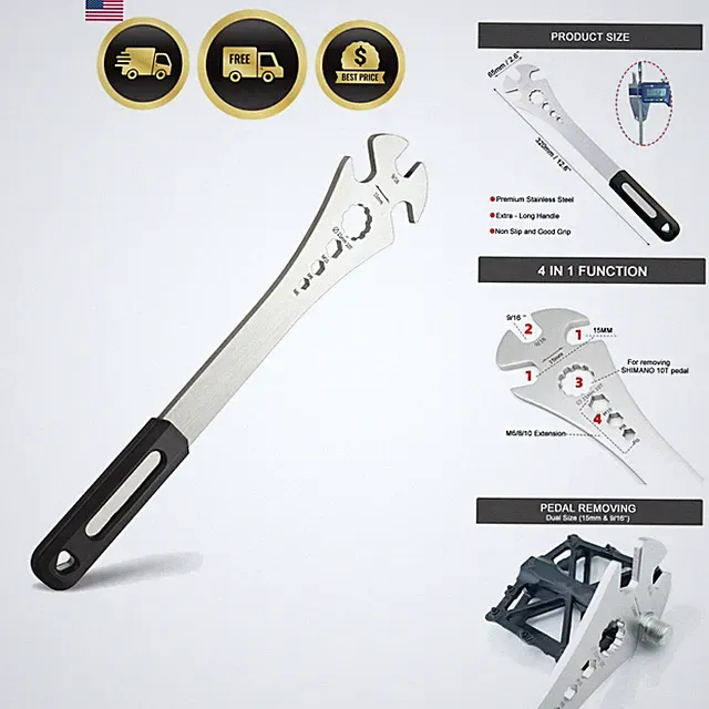 Bike Pedal Wrench Bicycle Pedal Removal Tool with Extra Long Handle