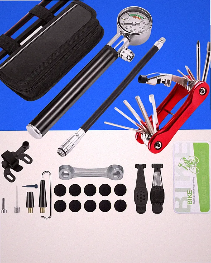 Bike Tyre Repair Tool Kit 210 Psi Mini Pump 10IN1 Multi-Tool with Chain Breaker
