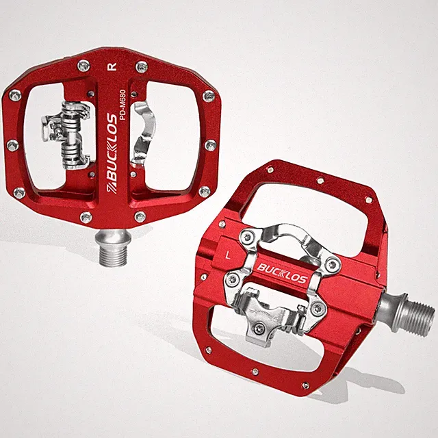 BUCKLOS Clipless Pedals 9/16" Mountain Bike Pedals Dual Platform Multi-Purpose
