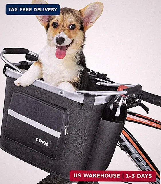 COFIT Detachable Bike Basket, Multi-Purpose Bicycle Handlebar Basket for Pet, Sh