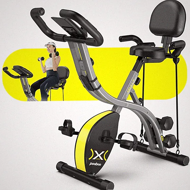 Folding Exercise Bike Stationary Bike Upright Bike Indoor Cycling LCD Monitor