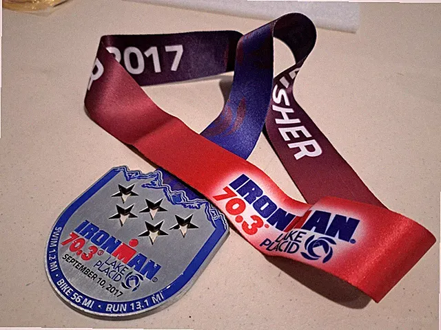 IronMan Lake Placid Authentic Race Finisher Medal Swim Bike Run 70.3