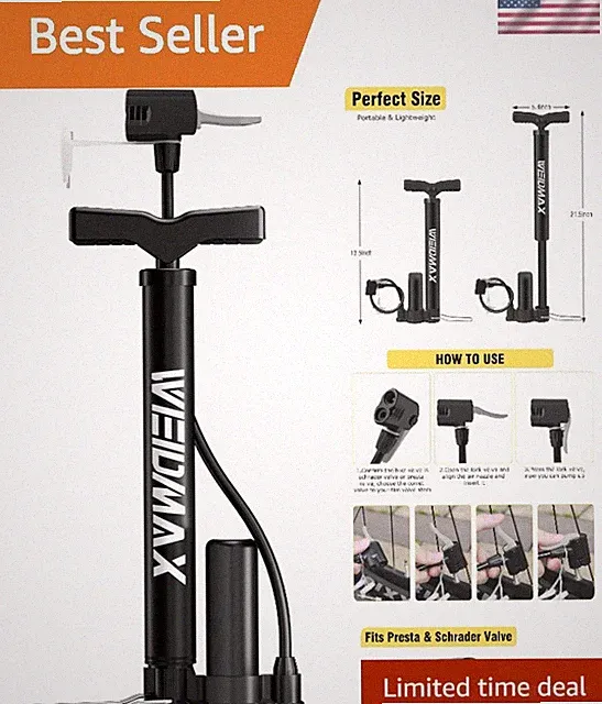 Multi-Function Bicycle Pump - Perfect for Bikes, Strollers, and Sports Balls