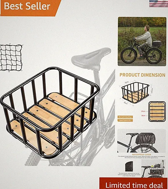 Multi-Purpose Large Bicycle Basket - Rack Mount with Easy Installation Features