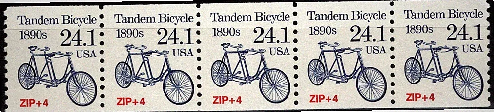 USA 1988 24.1¢ TANDEM BICYCLE 1890s ZIP+4 TRANSPORTATION SERIES 5 STAMP MNH