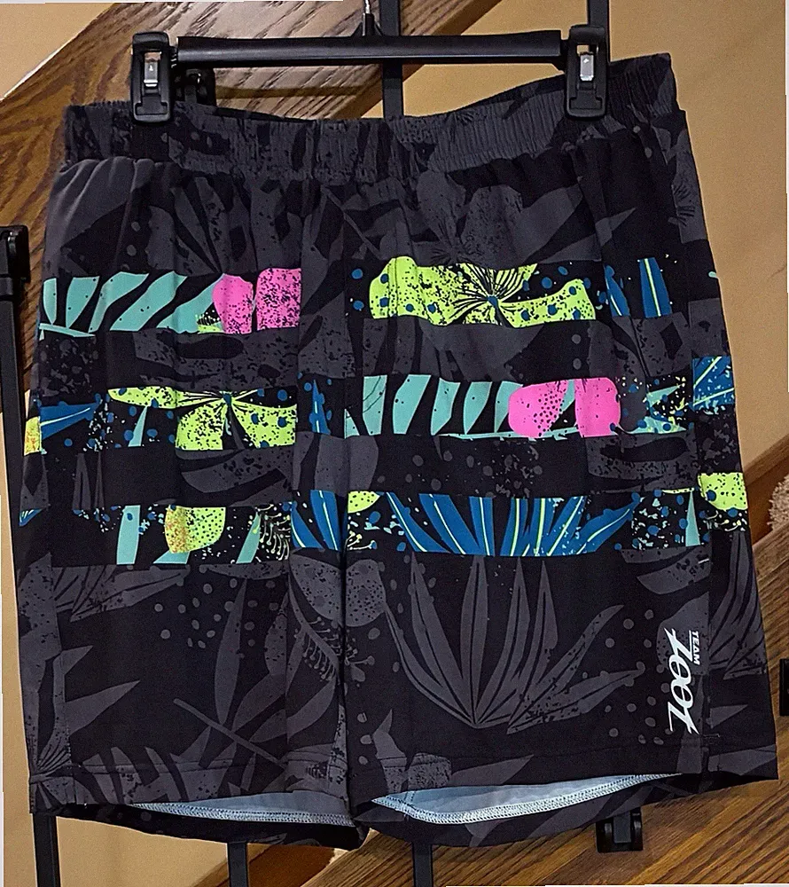 ZOOT Triathlon Shorts 7” Zip Back Pocket Bottle Straps Lined Multi SZ. XL NWT